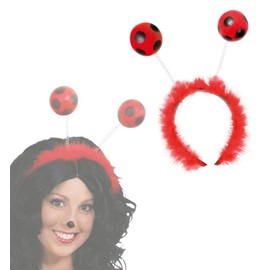 KarnevalsTeufel Ladybird Wabbles Headband, Carnival, Beetle, Theme Party, Accessories, Pompom, P...