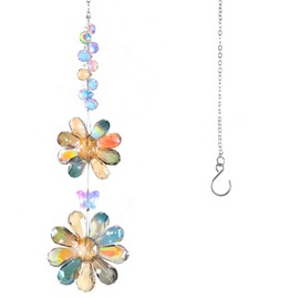 1Pcs Crystal Sun Catcher for Windows, Flower Crystal Suncatcher, Rainbow Maker Suncatchers, Window Hanging Sun Catcher Prisms Ornament Sunflower Maker Balcony Aesthetic Garden Patio Decor