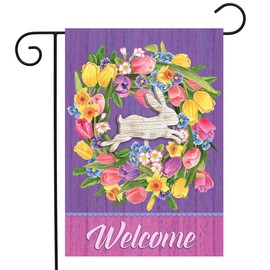 Briarwood Lane Bunny Wreath Easter Garden Flag Welcome Tulips Floral 12.5" x 18"
