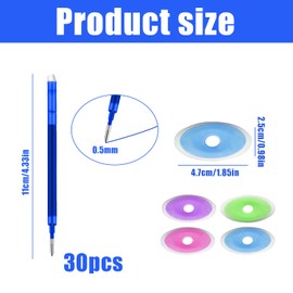 GZGXKJ 30 Pieces Gel Pen Refills Blue Refills Erasable Pens Refills Replaceable Blue Pen Refills 0.5 mm Erasable Refill Writing Smoothly Comes with 4 Erasable Erasers