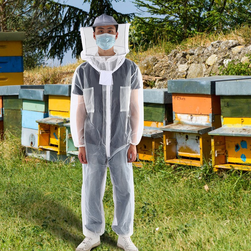 Anti Bee Biting Transparent One Piece Nylon Mesh Beekeeping Suit