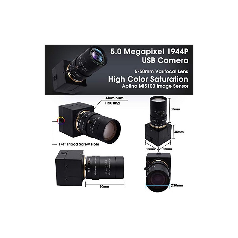 SVPRO Cámara USB con zoom óptico 10X con lente manual