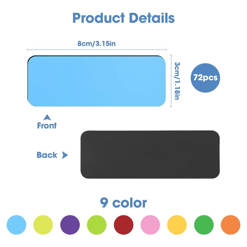 mizikuu Pack of 72 Magnetic Labels Writeable 30 x 80