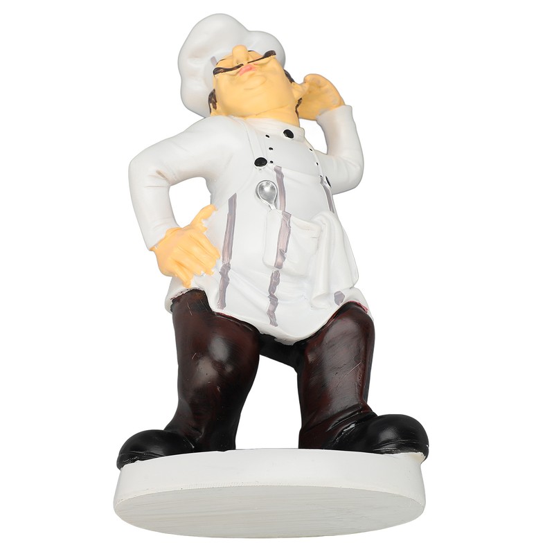 French Chef Figurine 30x14x11cm Resin Funny Chef Sculpture Kitchen Restaurant