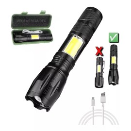 YUQING.FC Lampara Táctica Brillante 3000 Lumens Recargable Con Zoom