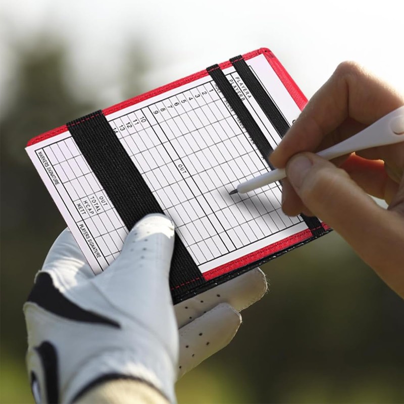 Laroal Golf Scorecard PU Leather Crocodile Pattern Golf Scorebook with