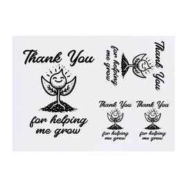 4 x 'Thank You For Helping Me Grow' Temporary Tattoos - Water Resistant, Skin-Safe, Non-Toxic Transfers, Mixed Sizes (TO00075866)