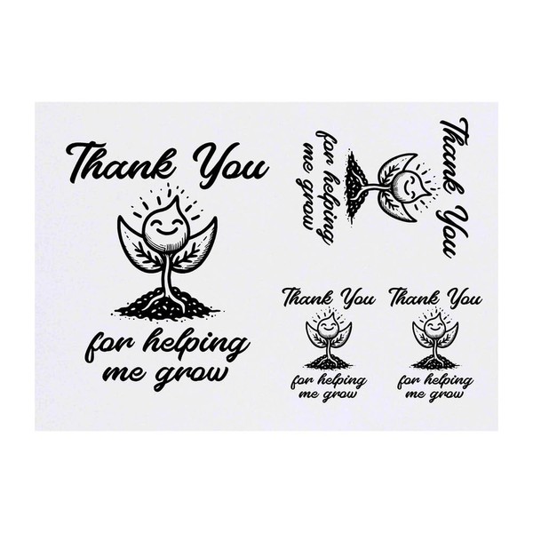4 x 'Thank You For Helping Me Grow' Temporary Tattoos