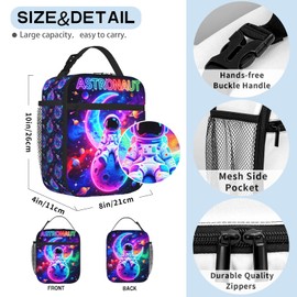 Bawpkn Kids Lunch Box Space Planet Reusable Insulated Lunch Bag for Kids Boys Girls Thermal Cooler Tote for School Travel Picnic Hiking Back to School Gifts