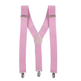 Golden Beads ADJUSTABLE BRACES MENS WOMENS UNISEX TROUSER ELASTIC Y-BACK SUSPENDERS CLIPON (Pink)