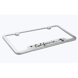 California Surfer Bear Polished License Plate Frame