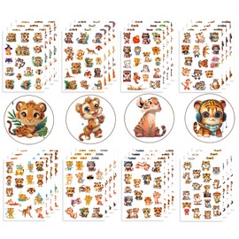 32Sheets Cute Tiger Stickers 500+pcs Waterproof Cartoon Animal Tiger Stickers for Water Bottles Laptops Scrabooking Tigers Themed Gifts Tigers Party Favors Supplies Decor Teacher Rewards