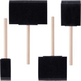 Pndeyo 4pcs 4 Sizes Foam Paint Brushes, Sponge Paintbrushes with Wooden Handle, 1" 2" 3" 4" Sponge Brushes for Painting Staining Varnishes DIY Craft Projects- Black