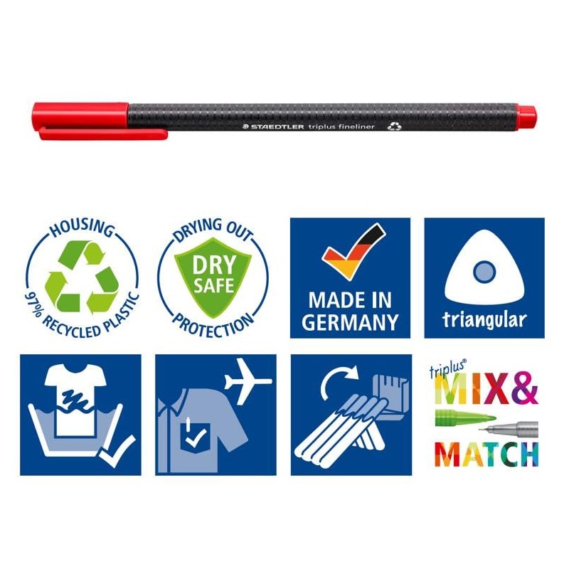 Staedtler Fineliner Pens - triplus - Blue Ink - Pack