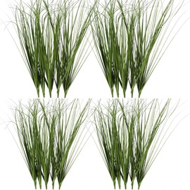 20PCS Artificial Grass Plants Outdoor Planters Fake Grass Filler Decor Artificial Tall Shrubs Wheat Grass Greenery Stems Faux UV Resistant Onion Grass For Outdoor Indoor Vase Pots Home Decor, Green