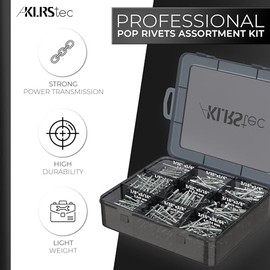 KLRStec Professional Pop Rivets Assortment Kit [500pcs] Aluminum Rivets for Rivet Guns 125pcs Each Size (3/64“ 1/8“ 5/32“ 3/16“)