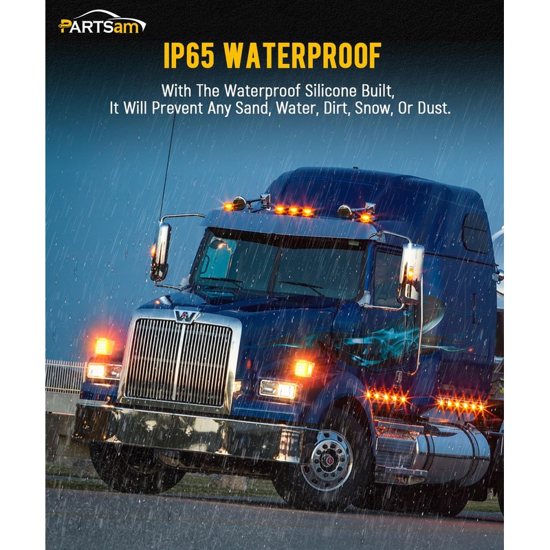 Partsam Pair Truck Trailer 52 LED Red/Amber Square Double Face