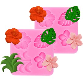 2 Pieces Tropical Flowers Leaves Mold, Flower Monstera Silicone Mold Plumeria Hibiscus Leaf Chocolate Fondant Mold for Chocolate Candy Baking Cakes Decorating