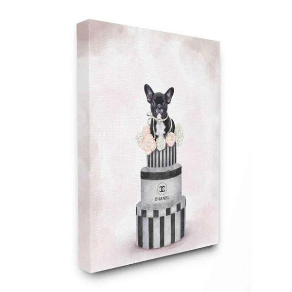 Stupell Industries Fashion Box Stack Dog Pink Painting, Design by