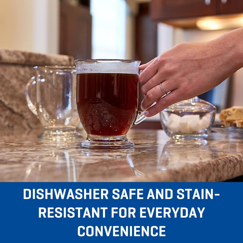 Anchor Hocking Café Glass Coffee Mugs, 16 oz, Set of