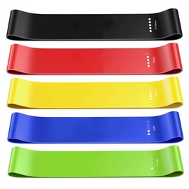 Wayexe Elastic Resistance Bands for Kluteos, Hips, Legs, Arms, Fitness, Set of 5 Elastic Bands Fitness Bands, Natural Latex, for Women and Men (Colorful)