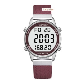 Ladies Pedometer Watch for Walking-Step Tracker Watch with Calories Counter-Non Bluetooth Pedometer Watches-LCD Large Numbers-30M Waterproof Watch-Wrist Watch Step Counter for Women(Red)