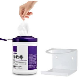 AmeriCan Goods White Acrylic Wipes Canister Dispenser Wall Mount Wipe Holder for Cleaning Wipes Ideal for Cabinet, Medical Office, Gym, Kitchen, Bathroom