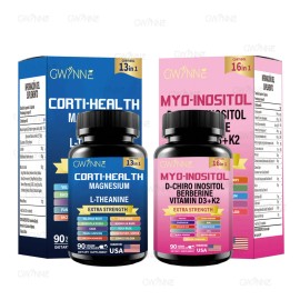 Gwynne Suplemento De Cortisol 90 Cpsulas  Suplemento De Inositol Myo-inositol Y D 90 Cpsulas,con Glicinato De Magnesio,vitamina B12 Y K2              