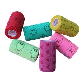 Prairie Horse Supply 3 Inch Vet Wrap Tape Bulk (Assorted Patterns) (Pack of 6) Self Adhesive Adherent Adhering Flex Bandage Grip Roll Dog Cat