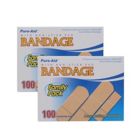Pure-Aid Family Pack Bandages, Compare to Band-Aid, Pack Of 2 - 100ct Each