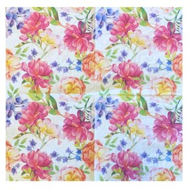 Keep Unique 20-ct 13x13 Flowers Paper Rose Luncheon Decoupage Napkins, 3-Ply Servilletas Printed Cocktail Napkin for Art, Dinner and Party, Disposable Napkins Decor (Temple Flowers, Pack of 1)