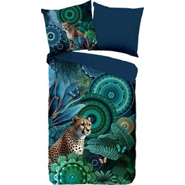 Hip Nyah Reversible Bed Linen Satin Petrol Size 135 x 200 cm (80 x 80 cm)