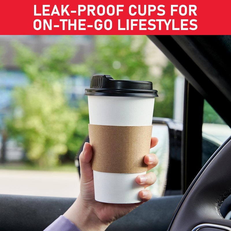 VPACKDUO 16 oz 100 Pack Disposable Paper Coffee Cups, To