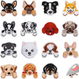 15PCS Dog Iron on Patches Sew On Patches DIY Decoration or Repair, Embroidered Applique for Clothing Backpacks Jeans T-Shirt Caps Shoes