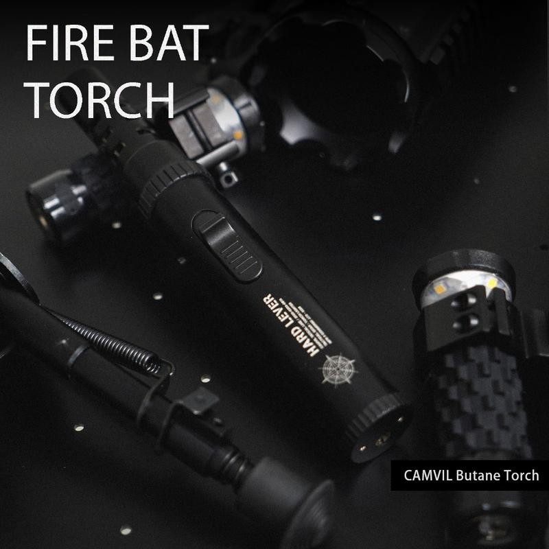 CAMVIL Refillable Camping Butane Torch Lighter with Fuel Gauge &