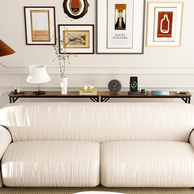 Aduanbang 5.9" Console Table with Outlet – Narrow Sofa Table,