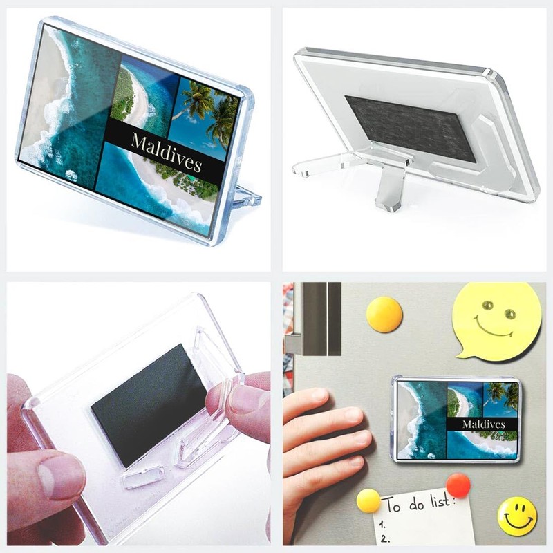 Classic Rectangle Magnet with Stand - Maldives Tropical Island Beach