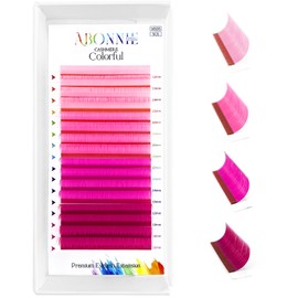 Colored Lash Extensions, 16 Rows Cashmere lash extensions, 0.07 D Curl Lash Extensions, 12mm Classic Lash Extensions, Single Lash Extensions for Professional(0.07-D-Pink Gradient 12mm）