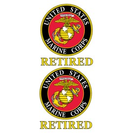 United States Marine Corps Retired Logo Clear Vinyl Decal, 3 1/2" x 4 1/8" Size, 2 Pack