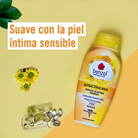 Benzal Wash Jabon Intimo Femenino, Manzanilla, Shampoo Intimo Mujer, Jabon Intimo, Antibacterial y Hipoalergenico, 240 ml