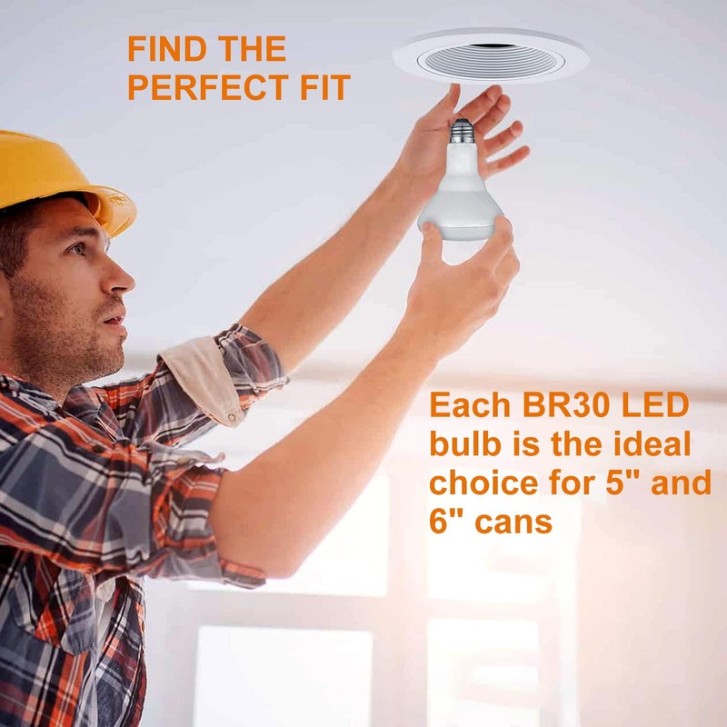 Vannise BR30 Recessed Light Bulbs Dimmable Warm White 2700K, 6PCS