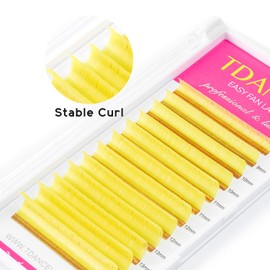 TDANCE Colorful Easy Fan Volume Lashes Eyelash Extension Supplies Rapid Blooming Volume Eyelash Extensions Thickness 0.07 CC Curl Mix 8-15mm Self Fanning Eyelashes Extension (Yellow,CC-0.07,8-15mm)