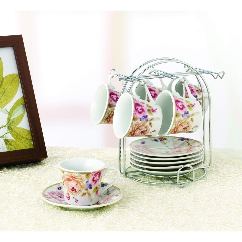 Lorren Home Trends 80-5678 Cups and Saucers, One Size, Pink