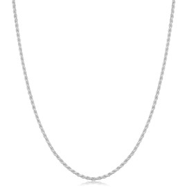 Kooljewelry Sterling Silver Diamond-Cut Rope Chain Necklace Bracelet Anklet For Women and Men (1.1 mm, 1.3 mm, 1.7 mm or 2.3 mm), 24 inch, Sterling Silver, No Gemstone