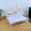 EXPUTRAN Clear Acrylic Stackable Letter Tray Desk Organizer 2 Tier