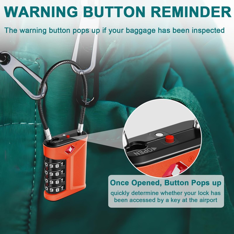 ZHEGE TSA Approved Luggage Locks with Open Alert Indicator, Suitcase