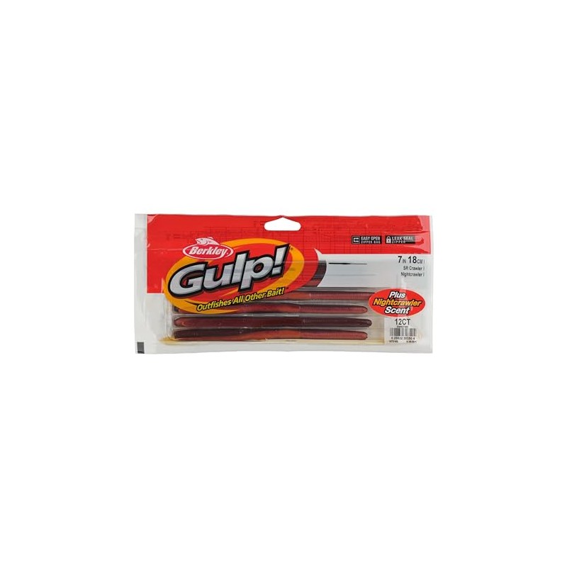 Berkley Gulp! SR Crawler Fishing Soft Bait, Nightcrawler, 7"
