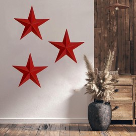 JJPCHNN Handcrafts Metal Stars Wall Decor Rustic Country Primitive Star Outdoor Decor,Metal Stars for Wall Indoor Outdoor Art Wall Ornament,Outdoor Decoration 11.8 inches (Red)