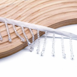 2 Yard Rhinestone Ribbon Tassel Irregular Rhinestone Fringe Belt Rhinestone Tassel Crystal Beaded Fringe Trim Sewing Beaded Fringe for Curtain Lampshades and DIY Clothing Wedding Decoration (White)