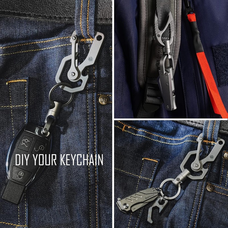 KeyUnity KM13 - Llavero giratorio con anillo en D, llavero